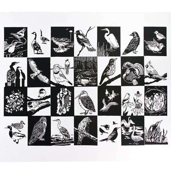 Birds of New York Limited Edition Linocut Print