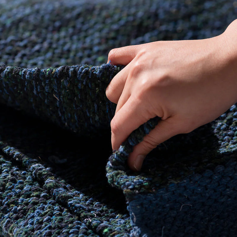 Hand-loomed Recycled Yarn Rug - Blue