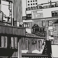 W 54th St. - Black - Limited Edition Linocut Print