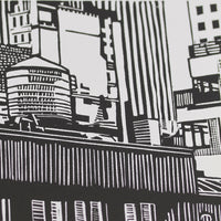W 54th St. - Black - Limited Edition Linocut Print
