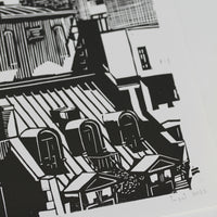 W 54th St. - Black - Limited Edition Linocut Print